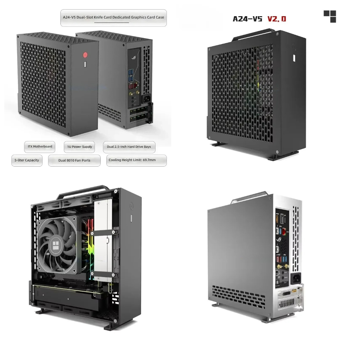 Pc Chassis - 5リットルミニA24-V5 2.0 デュアルスロット シングルディスプレイ 1U電源 ITXシャーシ