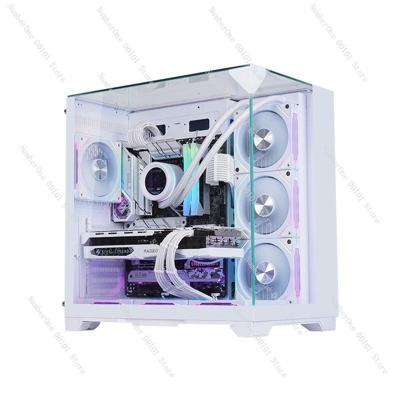 Atx Case - ATXゲーミングPCケース パノラマ強化ガラス 7ファン対応 RGBライティング デスクトップコンピューターケース 高風量ゲーミングシャーシ