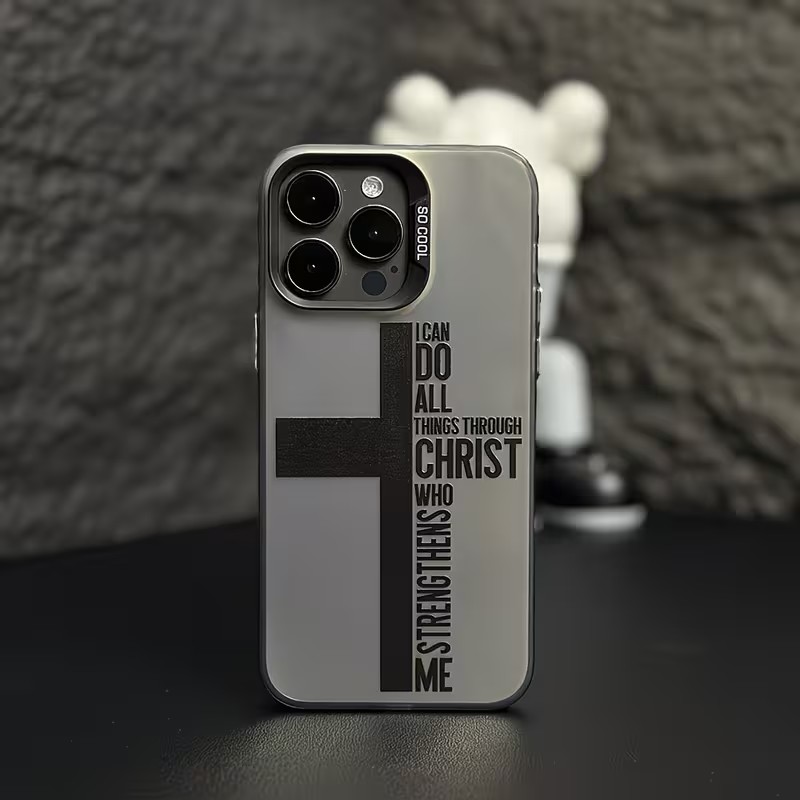 Mini Pc Case - 指紋防止クロス聖書柄iPhoneケース iPhone 17 16 15 14
