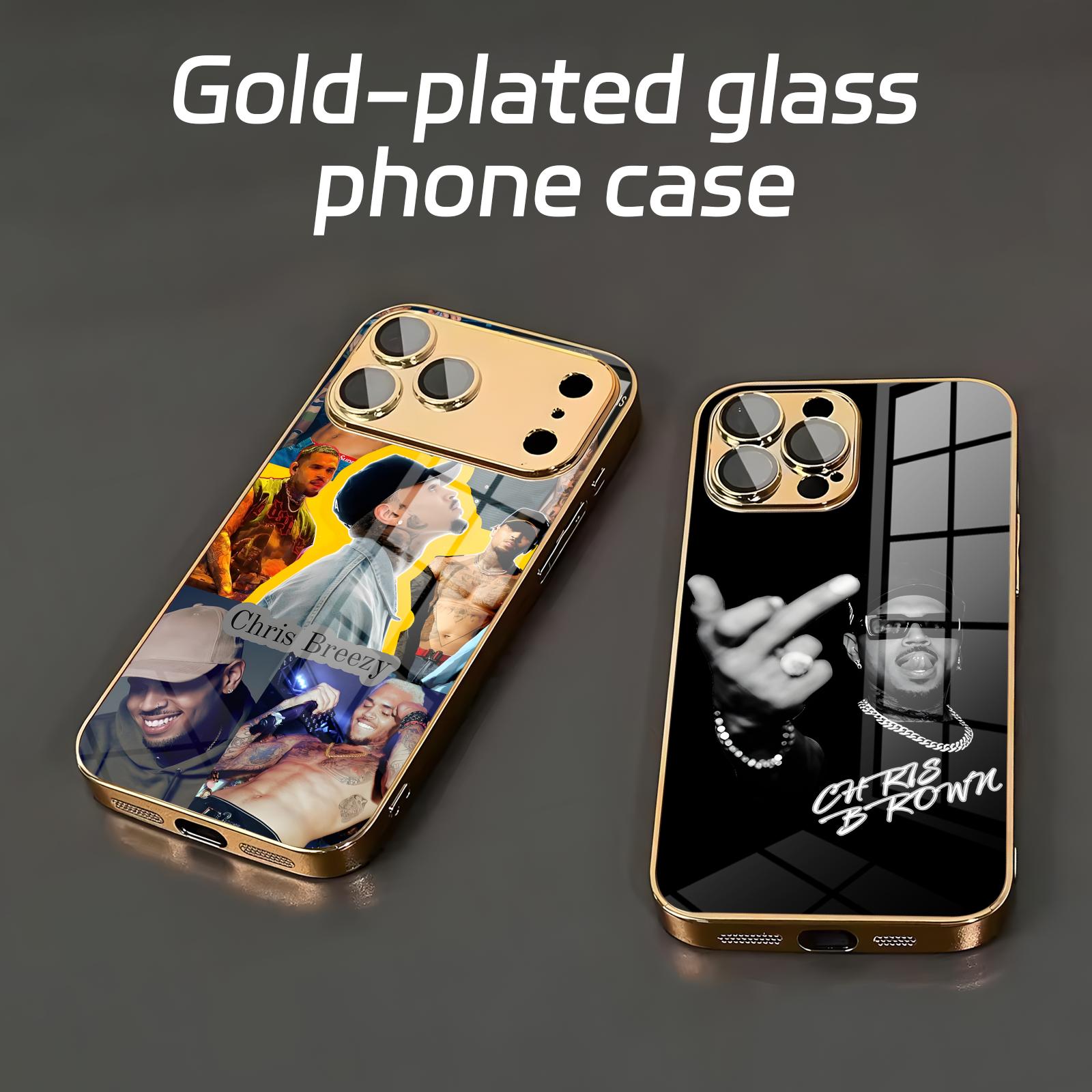 Mini Pc Case - ラッパークリス・ブラウン「Breezy」iPhone17/16/16e/15/14/13/12Plus/Mini/Pro/Max対応電気メッキガラス製スマホケース