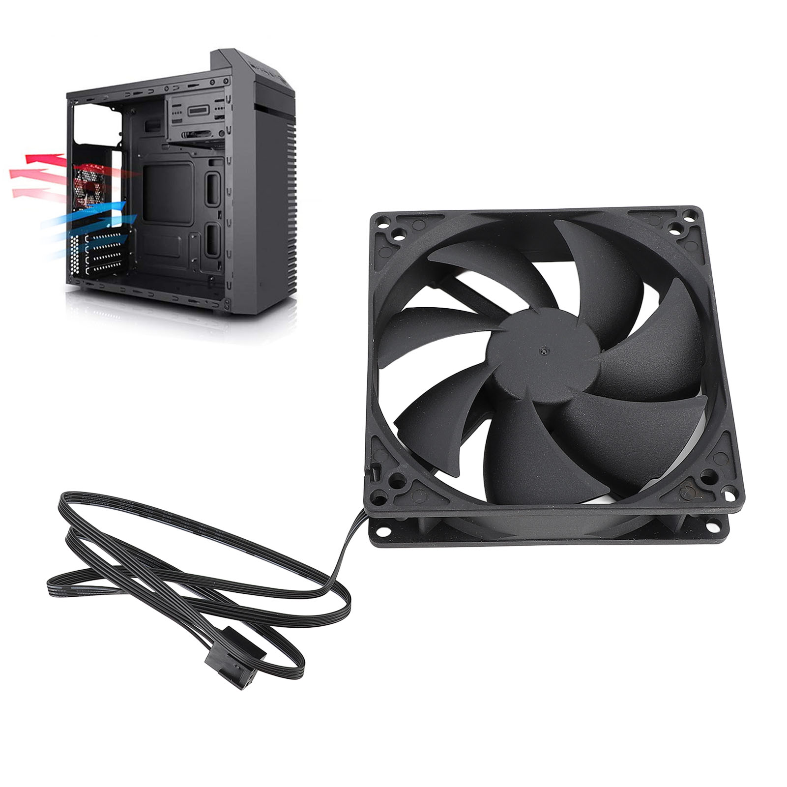 Case Fan Controller - 100mm PC PWM ケースファン 100mm デュアルボールインテリジェント温度制御