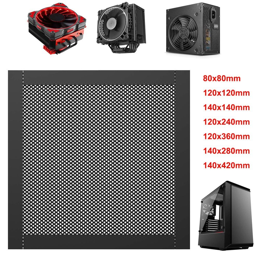 Dust Filter Pc - 新しいPVC製防塵フィルターカバー、磁石付きフレーム、黒色PCクーラーフィルター、120mm/140mm、防塵ネット、コンピューター用クーラーファン
