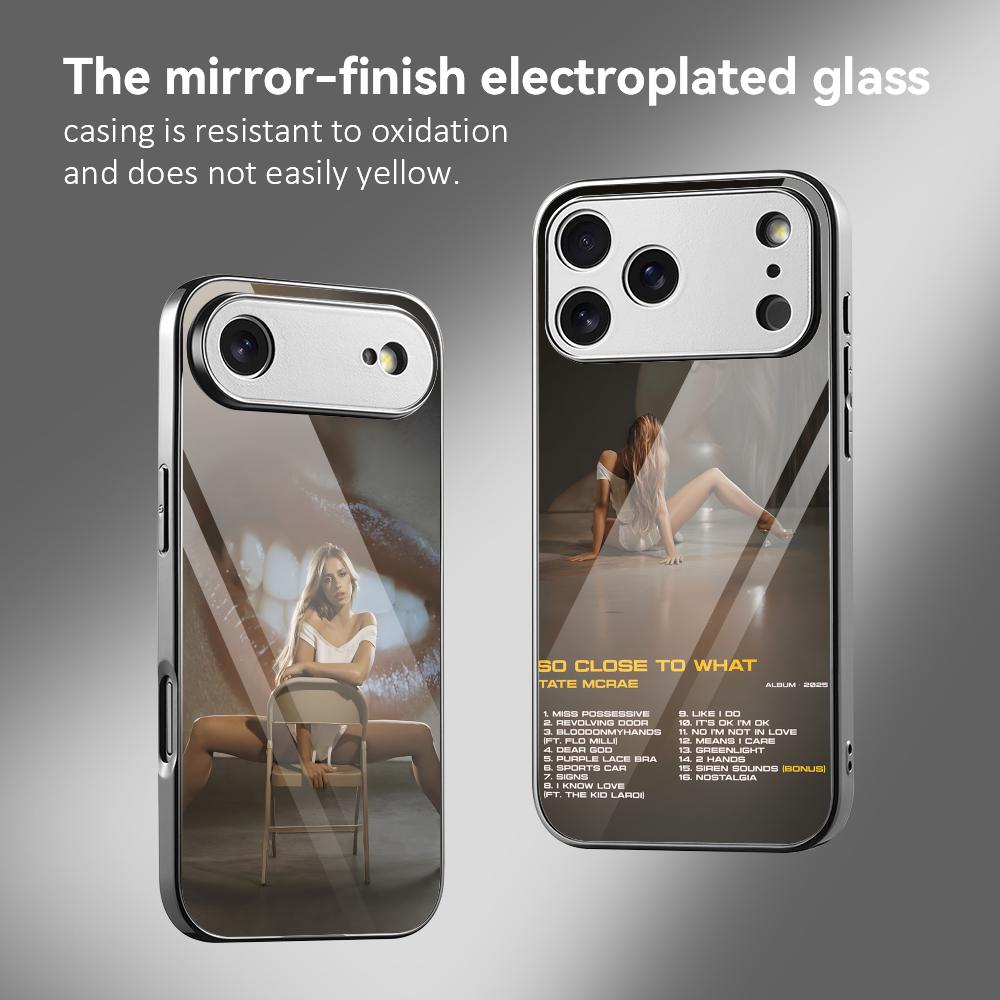 Computer Case - 歌手T-Tate McRaeのiPhoneケース、iPhone 17、16、15、14、13、12 Pro Max Plus対応、電気メッキメタルバンパー、耐衝撃ケース