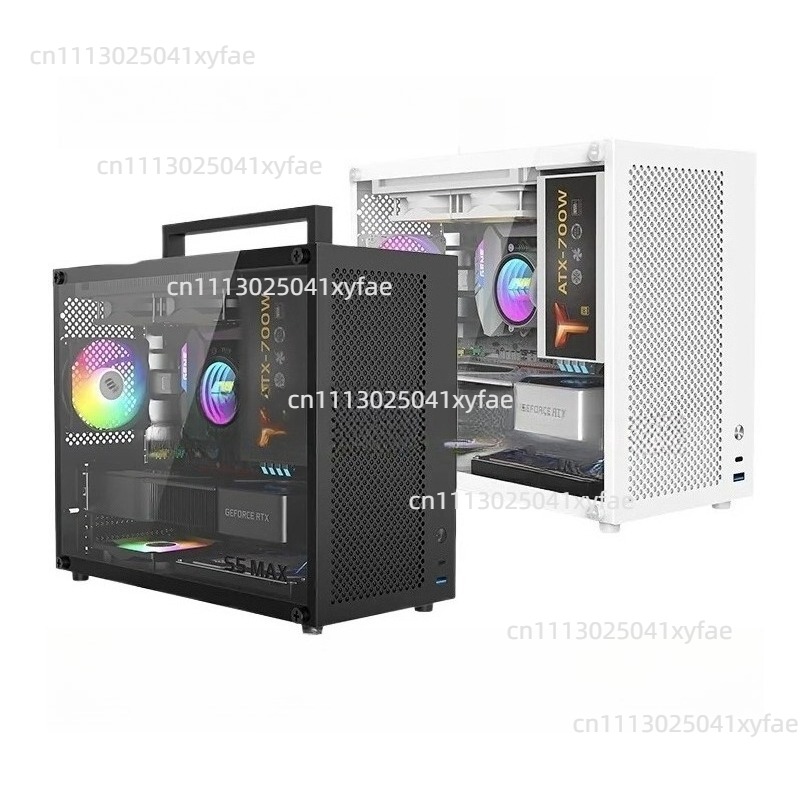 Pc Chassis - S5MAX ホワイトPCケース、MATX / Mini ITXミッドタワーシャーシ、SFX電源、強化ガラスサイドパネル、空のデスクトップコンピューターケース