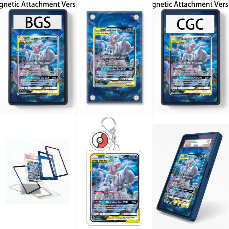 Case Fans - ポケモンTCG ミュウツー＆ミュウGX アニメ エキスパンダブルアート ファン向けギフト リサイクル可能なアクリル製保護ケース付きキーホルダー