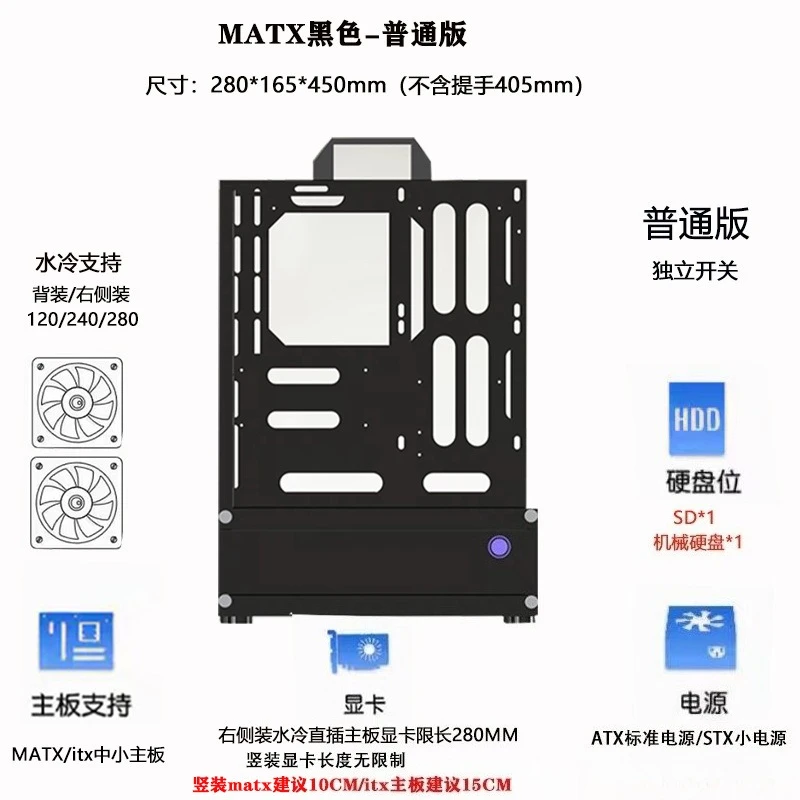 オープンシャーシ240/360水冷空冷ATX/MATXラック - Atx Case のレビューと価格