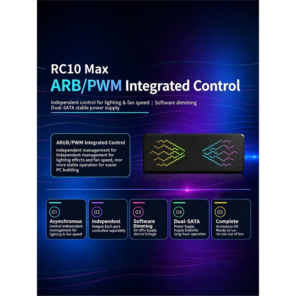 RC10max ARGBハブ コンピューターケース 5V3ピ - Case Fan Controller のレビューと価格