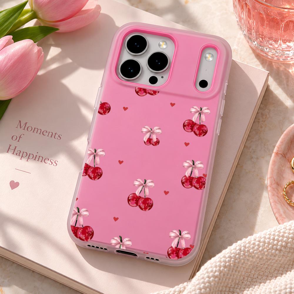 かわいいピンクのハート柄のリボンが付いたiPhone用ケース - Matte Pc Case のレビューと価格